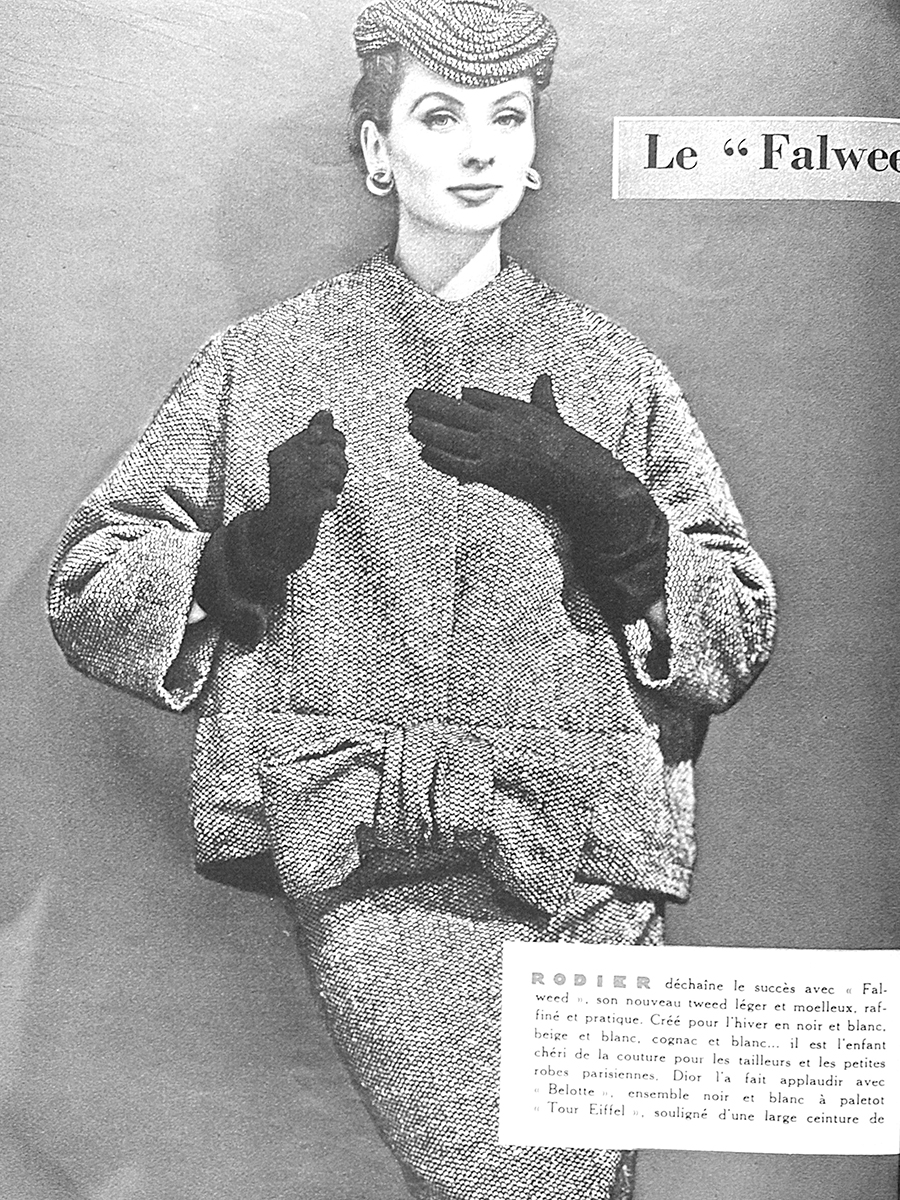 FALL 1953 CHRISTIAN DIOR Magazine: ELLE 1953 No.406<br>Photo: Georges Dambier<br>Model: Suzy Parker