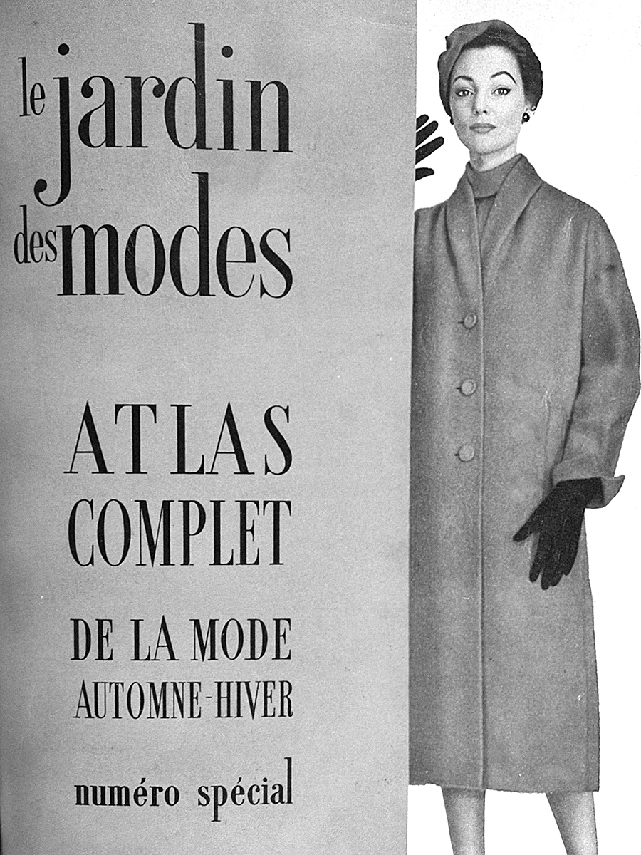 FALL 1952 CHRISTIAN DIOR Magazine: LE JARDIN DES MODES 1952 OCTOBER<br>Photo: Dutkovich<br>Model: Ivy Nicholson